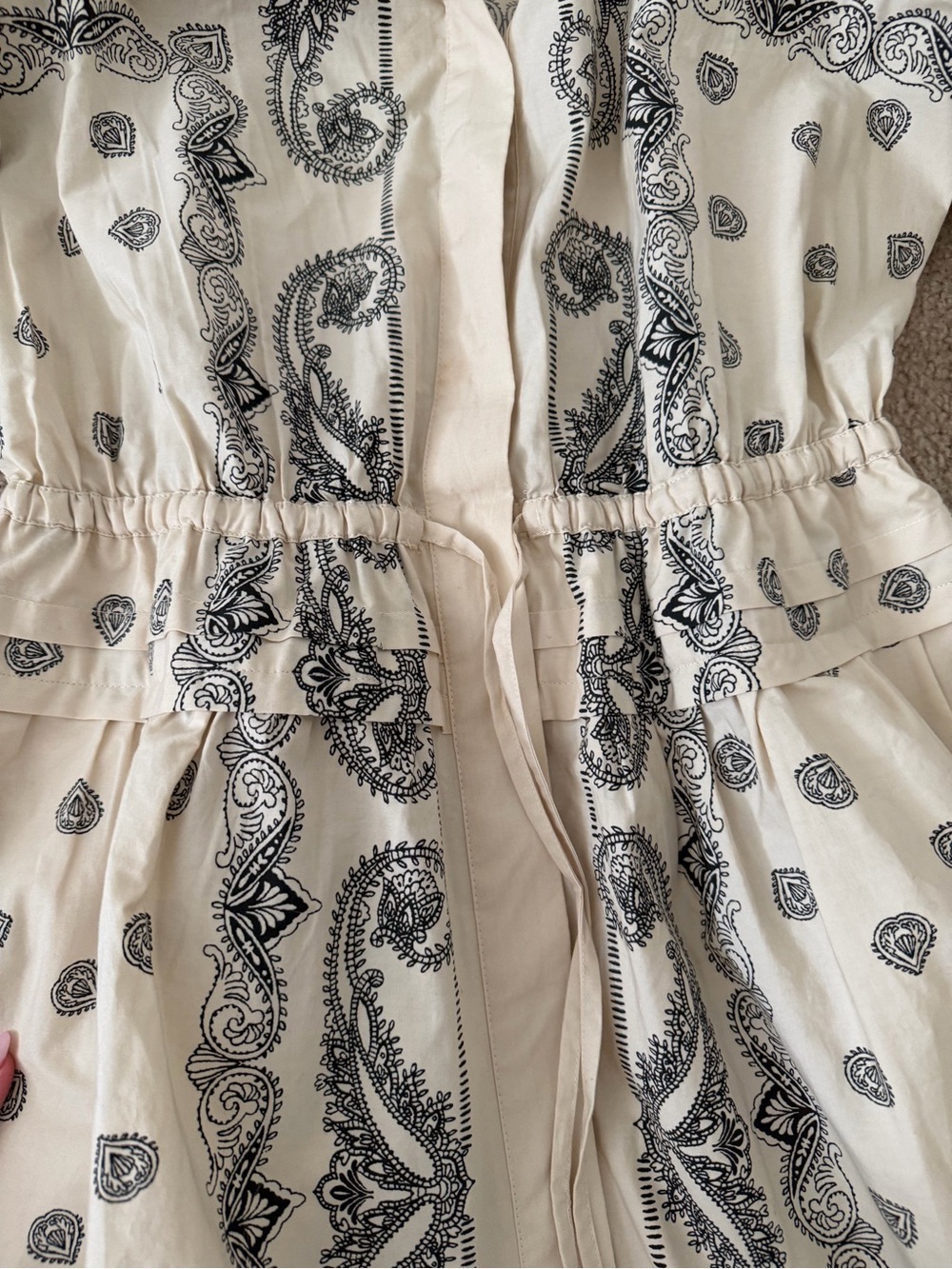 J Crew Cream Paisley-Print Drawstring Dress - Picture 4 of 4